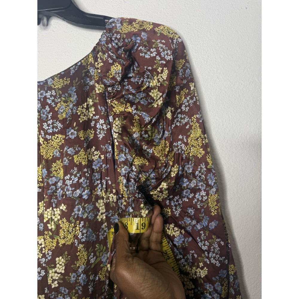 $695 Rentrayage Women's Brown Floral Ruched Baby Cleo Dress Size 6 - Picture 14 of 15